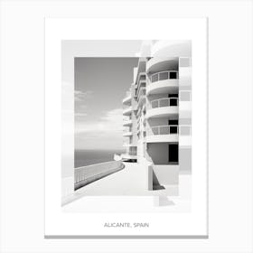 Poster Of Alicante, Spain, Black And White Old Photo 4 Canvas Print