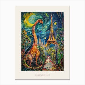 Dinosaur In Paris Painting 1 Poster Canvas Print