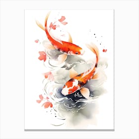 Koi Fish Japanese Sumi-e Canvas Print