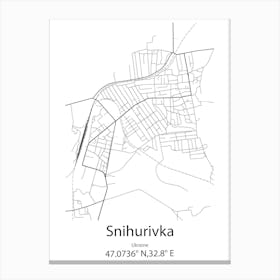 Snihurivka,Ukraine Minimalist Map Stampe su tela