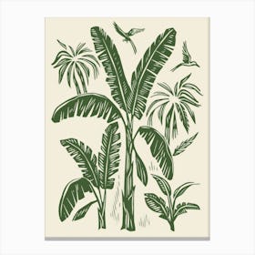 Banana Trees And Birds Canvas Print