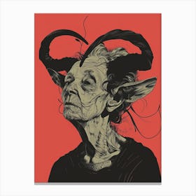 Old Woman With Horns Canvas Print