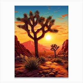 Joshua Tree At Sunrise In South Western Style  (3) Canvas Print