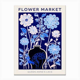 Blue Flower Market Poster Queen Annes Lace 5 Canvas Print