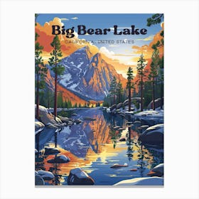 Big Bear Lake California Ski Resort Travel Art Illustration Canvas Print