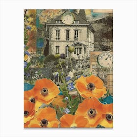 Orange Flowers Scrapbook Collage Cottage 2 Canvas Print