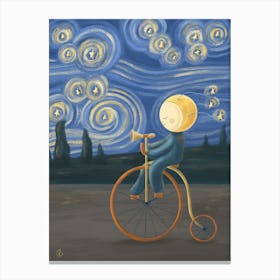 Starry night with Fool Moon Canvas Print
