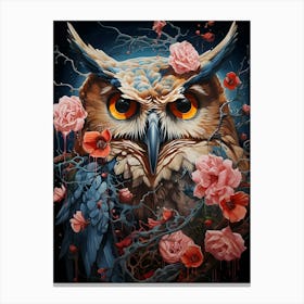 Owl With Flowers Canvas Print