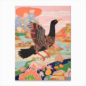 Maximalist Bird Painting Cormorant 2 Canvas Print