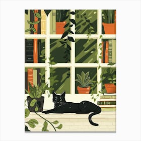 Black Cat On Window Sill 2 Canvas Print