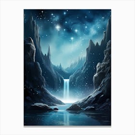 Waterfall In The Mountains Canvas Print