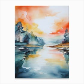 Sunset Over The Lake Canvas Print