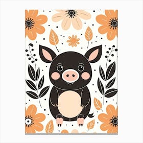 Floral Cute Baby Pig Nursery (29) Canvas Print
