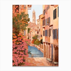 Palma De Mallorca Spain 4 Vintage Pink Travel Illustration Canvas Print