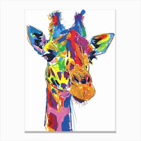 Colorful Giraffe Head Canvas Print