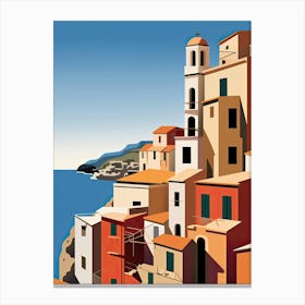 Cinque Terre, Italy, Bold Outlines 3 Canvas Print