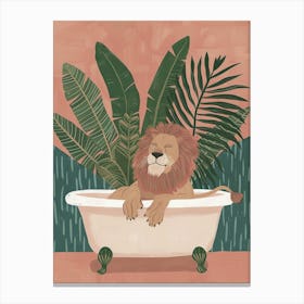 Bathtub Lion Mid Century Canvas Print