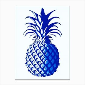 Pineapple Symbol Blue And White Line Drawing Canvas Print