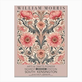 William Morris Valentines Gift Pink And Red Botanical Flowers Canvas Print