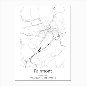 Fairmont,United States Minimalist Map 1 Canvas Print