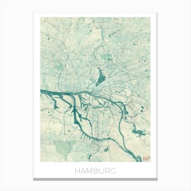 Hamburg Map Vintage in Blue Canvas Print