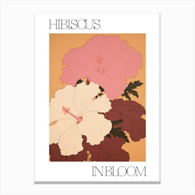 Hibiscus In Bloom Flowers Bold Illustration 4 Canvas Print