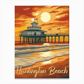 Huntington Beach - A Blast from the Past Poster Canvas Print