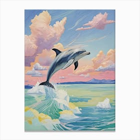 Winter Dolphin Leaping Canvas Print