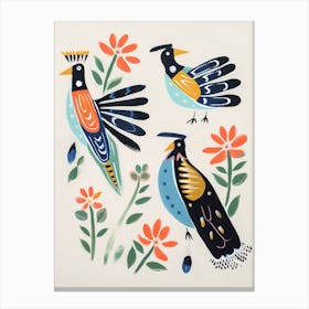 Folk Style Bird Painting Roadrunner 3 Canvas Print