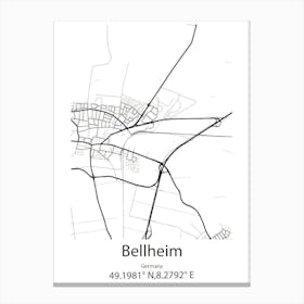 Bellheim,Germany Minimalist Map Canvas Print