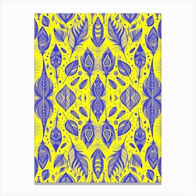 Neon Vibe Abstract Peacock Feathers Yellow And Blue 1 Canvas Print