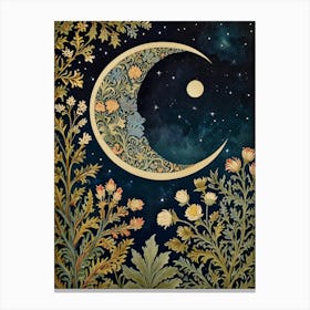 Moon And Flowers Style William Morris 26 Canvas Print