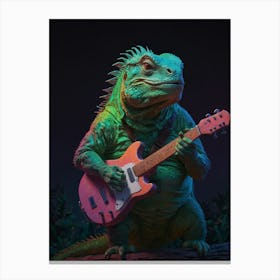 Iguana Playing Guitar Canvas Print