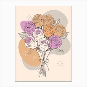 Bouquet Of Roses Minimalistic Style 1 Canvas Print