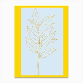 Leaf On A Yellow Background Canvas Print