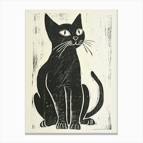 Burmese Cat Linocut Blockprint 1 Canvas Print