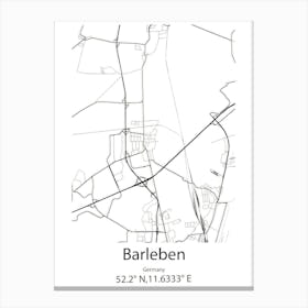 Barleben,Germany Minimalist Map Canvas Print