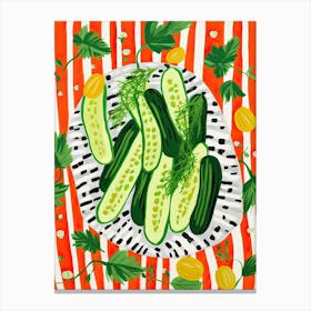 Cucumbers Summer Illustration 3 Canvas Print