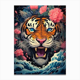 Tiger With Flowers 2 Canvas Print