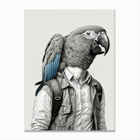 Portrait Of A Man With A Parrot Canvas Print