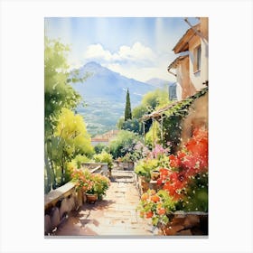 Giardino Botanico Alpino Di Pietra Corva Italy Watercolour Canvas Print