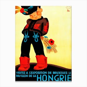 Boy In National Hungarian Costume, Hungary Exhibition in Brussels Canvas Print
