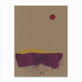 abstract minimal art painting minimalist landscape beige brown dark red vertical living room bedroom sun  Canvas Print