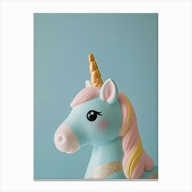 Pastel Blue Toy Unicorn Portrait Canvas Print