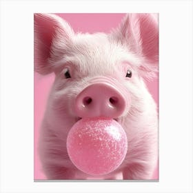 Pink Pig Chewing Gum Canvas Print