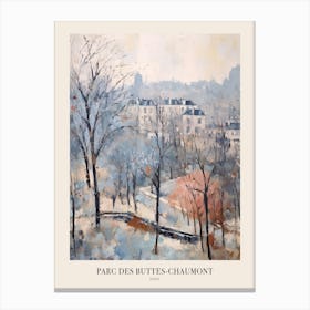 Winter City Park Poster Parc Des Buttes Chaumont Paris France 1 Canvas Print