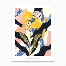 Colourful Flower Illustration Poster Evening Primrose 3 Canvas Print