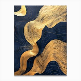 Gold And Blue Waves 1 Canvas Print