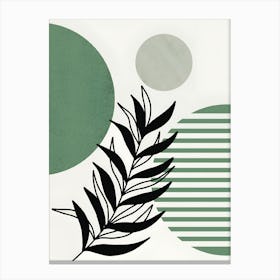 Black botanical leaves and geometric forms boho abstract Canvas Print