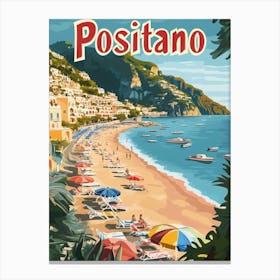 Aihrgdesign A Classic 1960s Travel Poster For Positano 4 Canvas Print